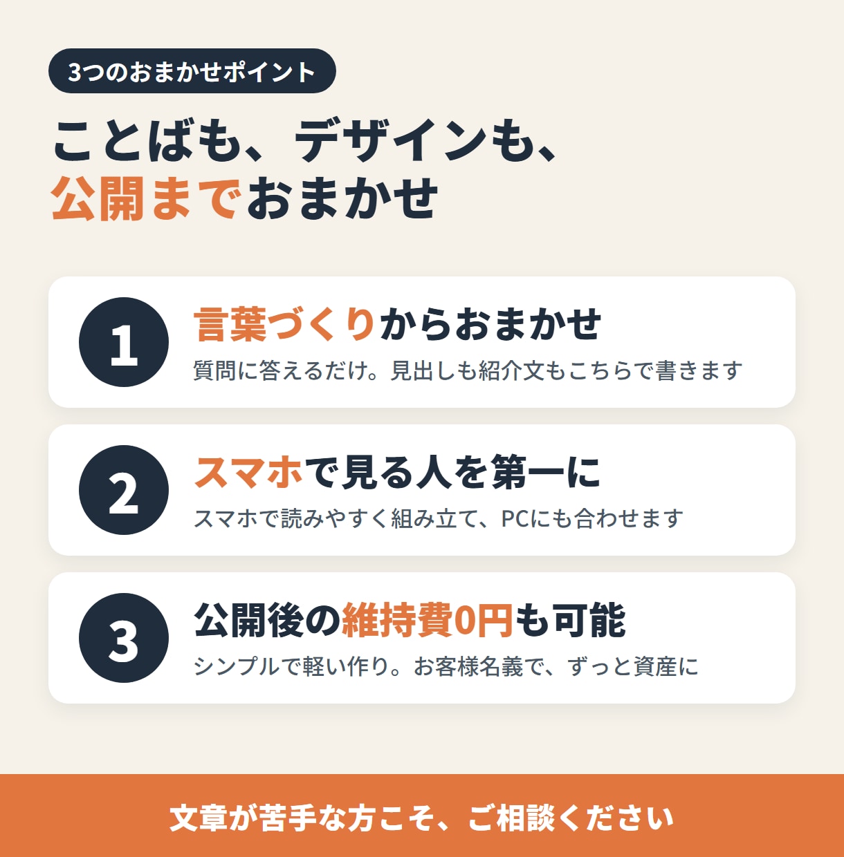 丸投げOK！スマホ対応の1ページLP作ります 構成・文章・デザイン・公開まで、まるごとおまかせ イメージ2