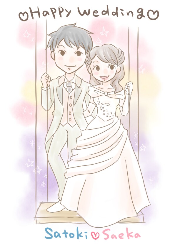 水彩ふんわりなウェルカムボードイラスト描きます ふんわりやわらかい雰囲気で結婚式の演出のお手伝い♪ イメージ2