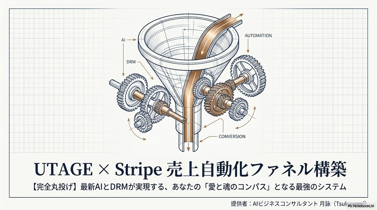 丸投げUTAGE×Stripe自動ファネル作ります DRM×最新AIで集客から決済・配信まで完全自動化！ イメージ1