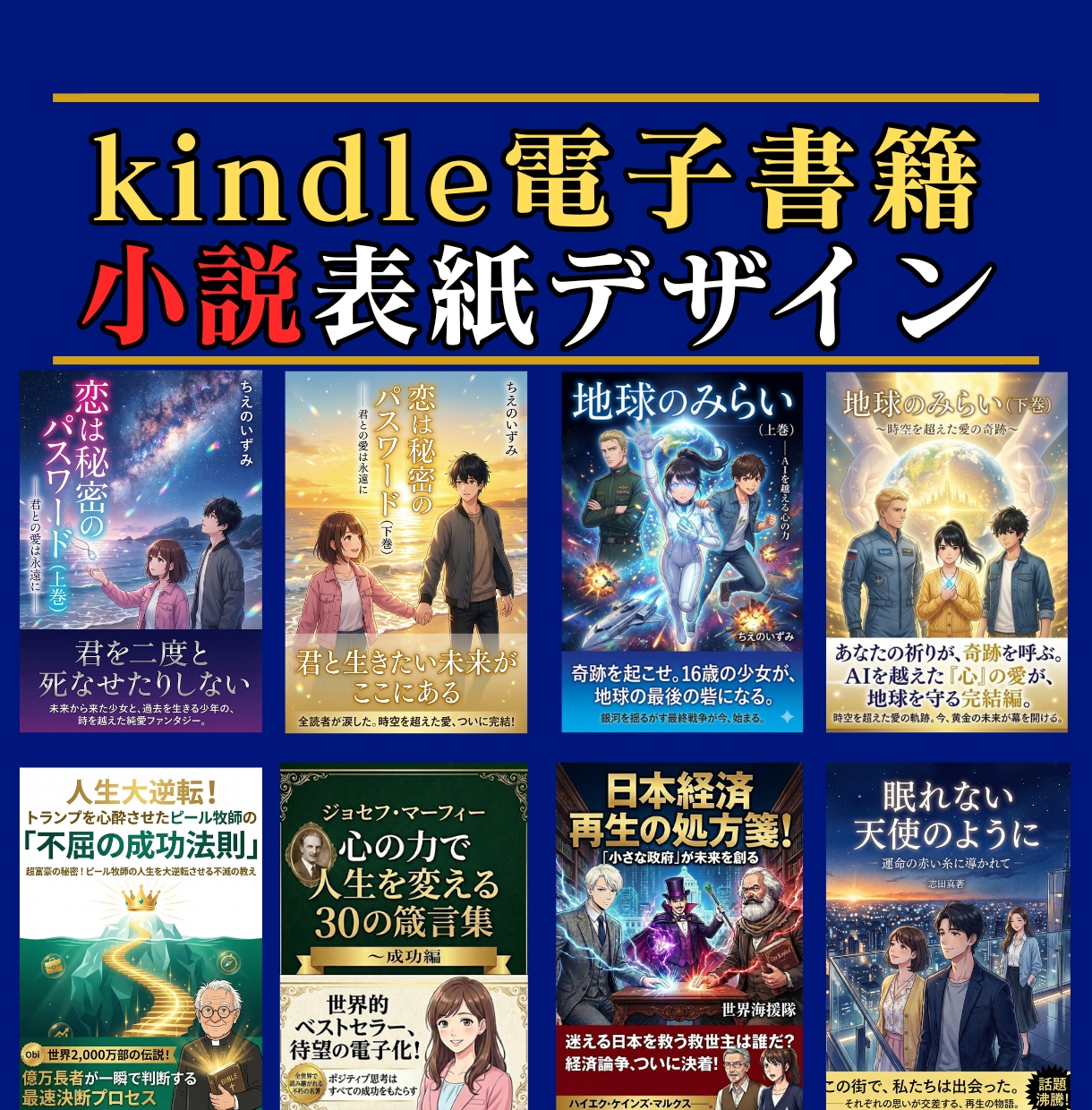 実績多数！プロ級の小説向けキンドル表紙を制作します キンドル小説実績多数。商業出版経験のある現役作家が制作します イメージ1