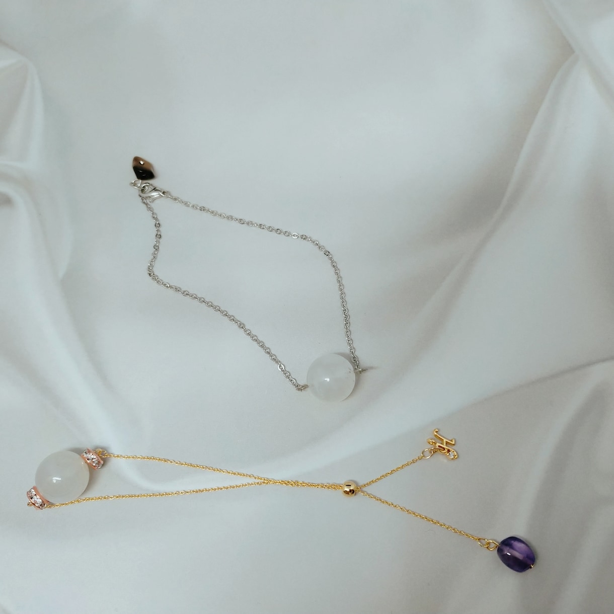世界にひとつだけ天然石×ガラスのペアアクセ作ります 特別な日も日常の感謝も♡2人のお揃いのアクセサリーを贈ろう♡ イメージ4