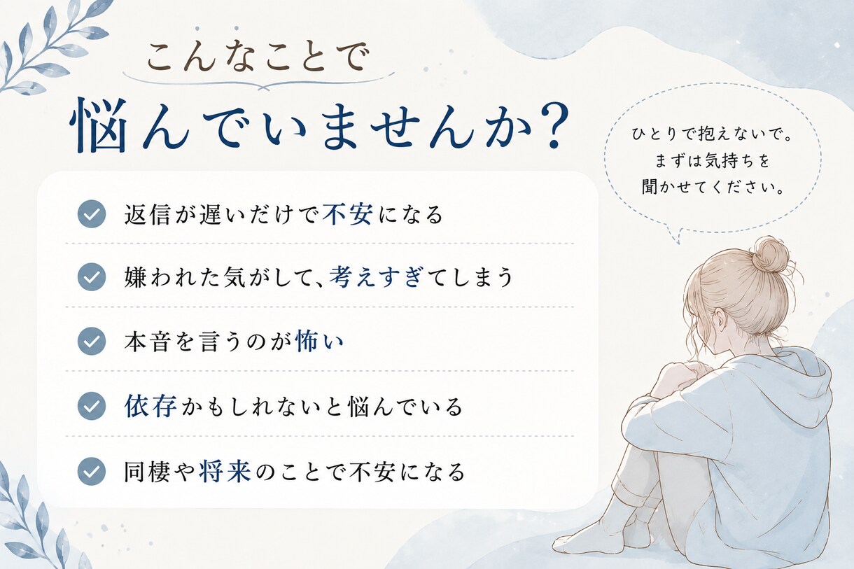 重いと言われるのが怖い恋の不安受け止めます その不安、めんどくさくなんかないよ イメージ2