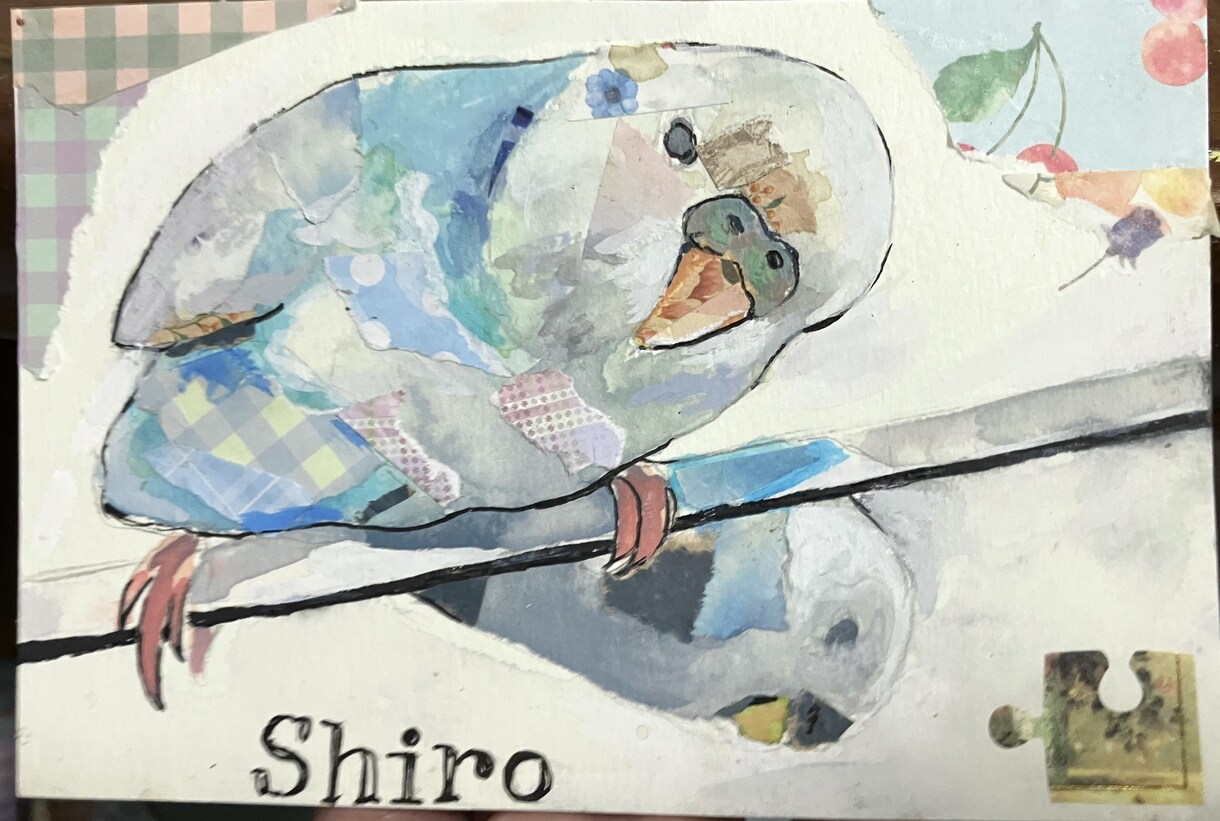 ペットを水彩とコラージュで可愛く描きます 淡い水彩とデザインペーパーによって貴方のペットを可愛いらしく イメージ3
