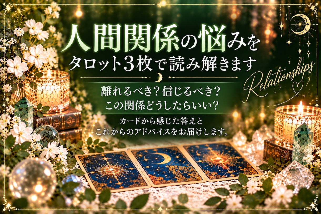 人間関係の悩みをタロット3枚で読み解きます 離れるべき？信じるべき？苦しい関係の答えを丁寧に読み解きます イメージ1
