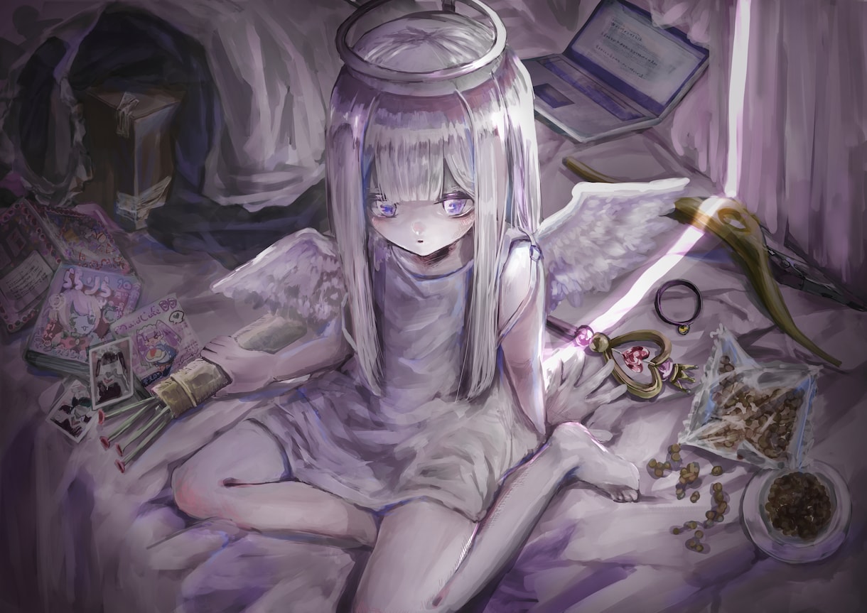 一枚絵の制作を承ります 物憂げな少女の一次創作イラストを描きます。 イメージ3