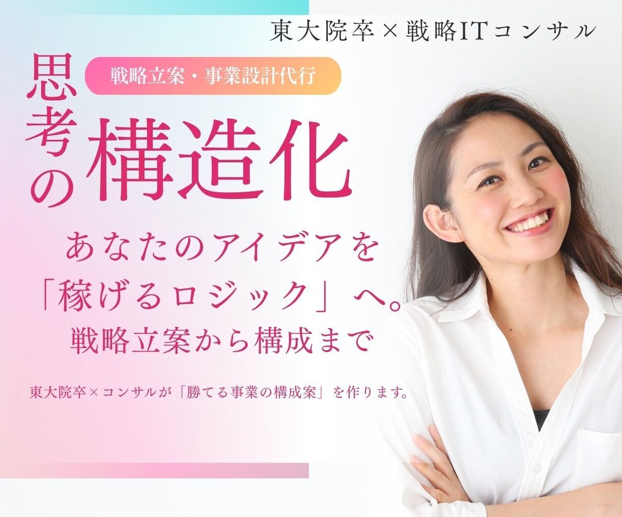 東大院卒×コンサルが、勝てる事業の構成案を作ります あなたのアイデアを「稼げるロジック」へ。戦略立案から構成まで イメージ1