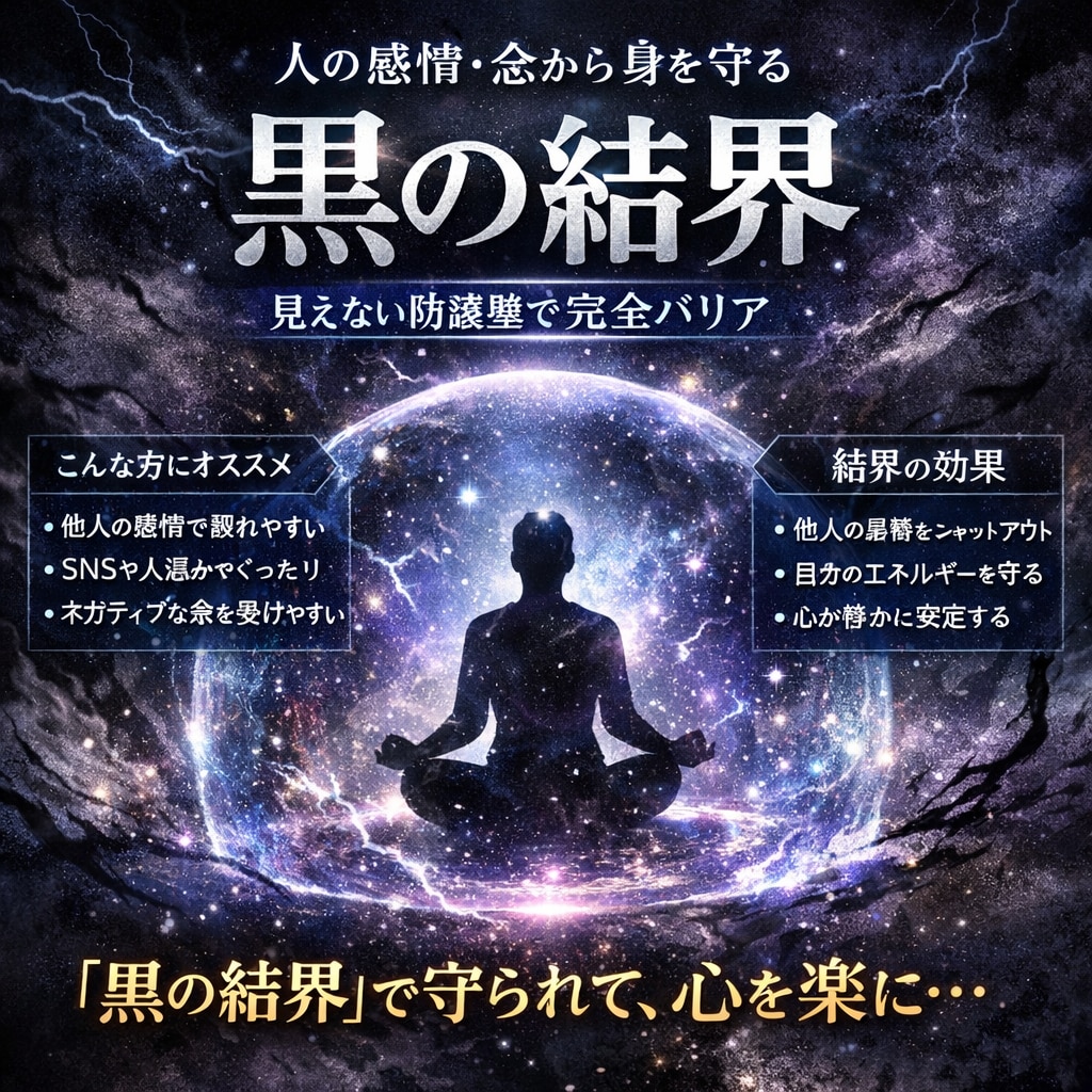 黒の結界｜人の感情・念から守る情報防壁を作ります 共感しすぎるあなたへ 外部の影響をそっと遮断し心を守ります イメージ1