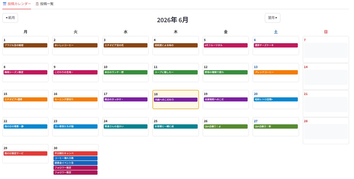 SNS投稿をAIで量産する仕組みを作ります 店舗情報を入れるだけで、投稿案を月30本自動生成。 イメージ3
