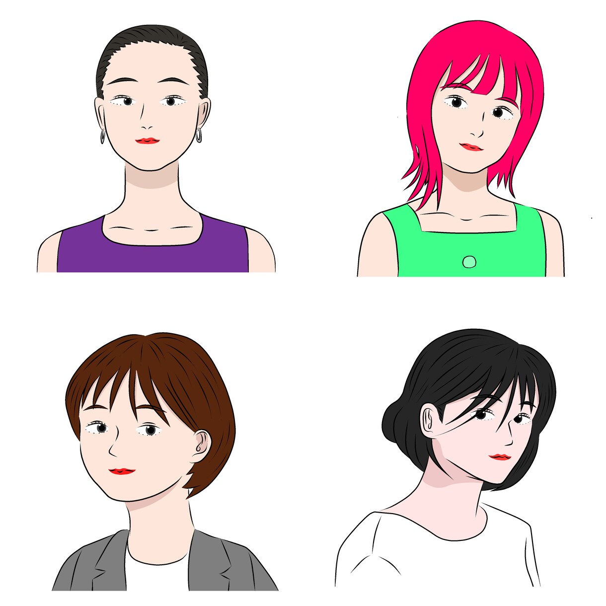 綺麗、可愛い女性のイラストを描きます SNS、アイコン、ブログ、雑誌等にご利用ください。 イメージ1