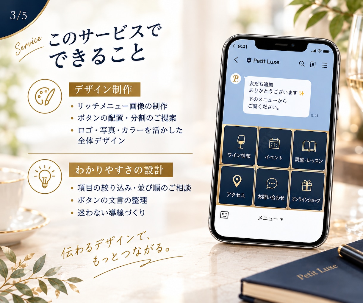 LINEアカウントのリッチメニューをデザインします 見やすく押したくなるメニューでお客様とのつながりをスムーズに イメージ3
