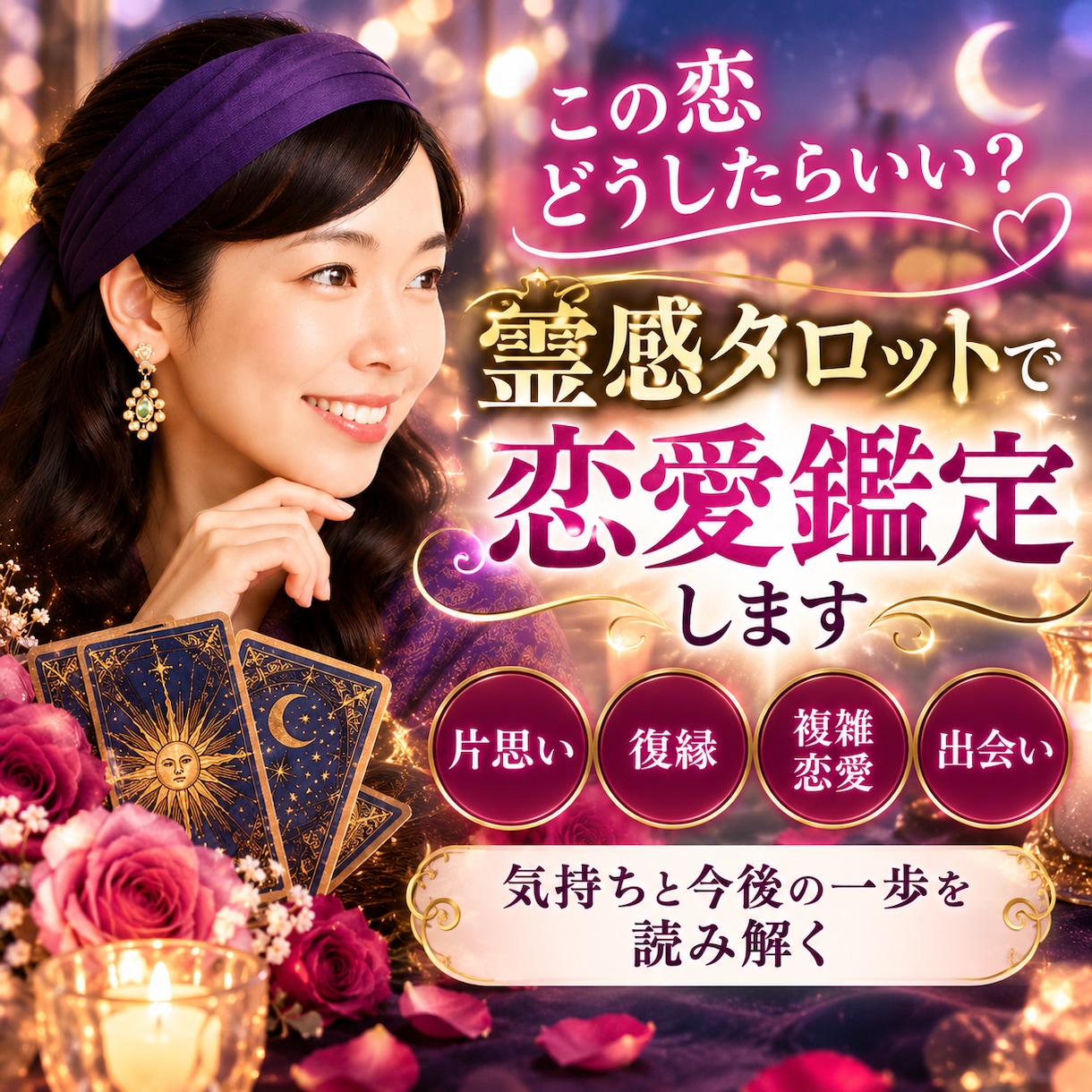 この恋どうしたらいい？霊感タロットで恋愛鑑定します 片思い・復縁・複雑恋愛・出会い｜気持ちと今後の一歩を読み解く イメージ1