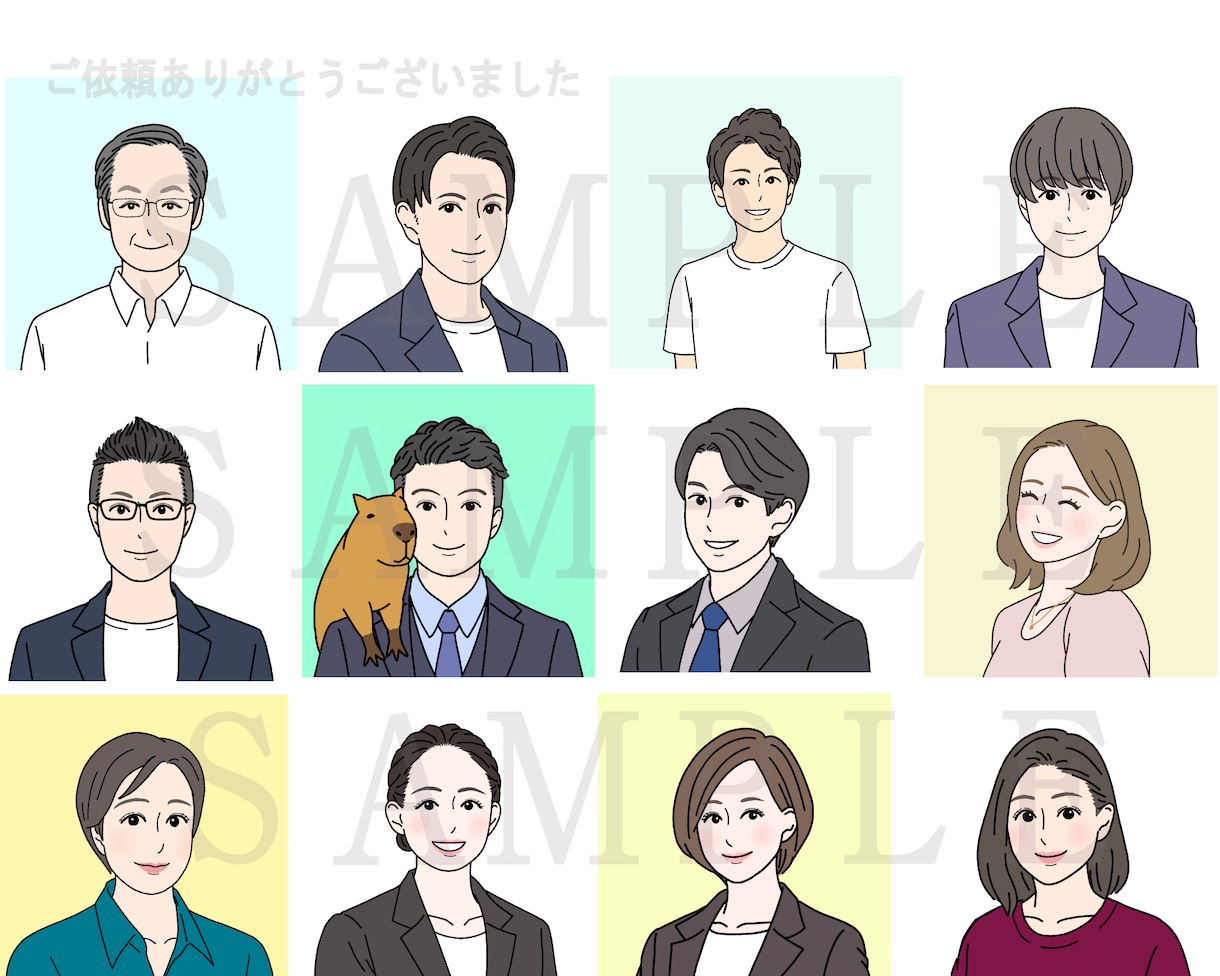 シンプルおしゃれでビジネスにも最適な似顔絵描きます 黒い線で目立ち、カッチリだけど程よくオシャレ。表情差分も◎ イメージ5