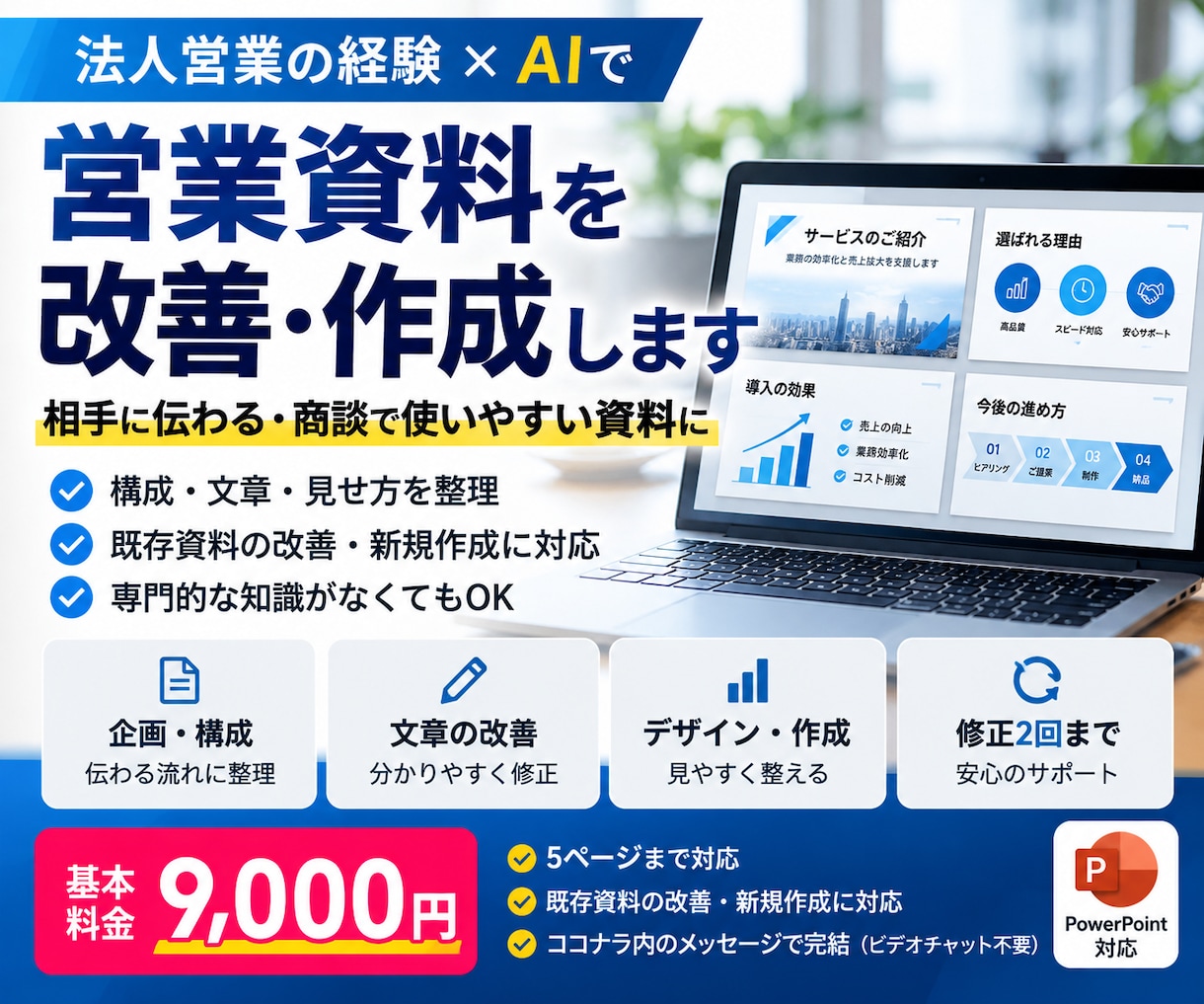 法人営業経験を活かし営業資料を改善します 営業目線で伝わる構成・文章・見せ方に整えます イメージ1