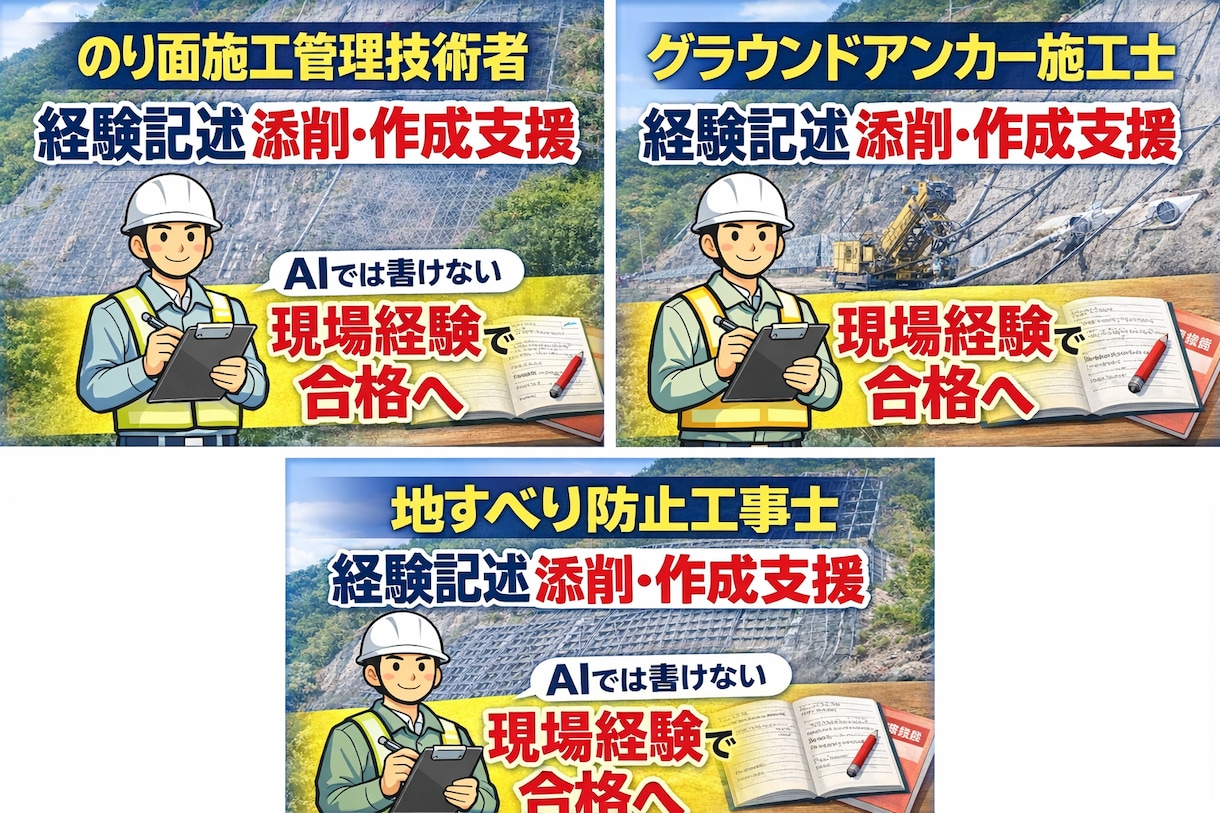 1級土木施工管理技士の経験記述添削・作成支援します AIからは引き出せない完全オリジナル イメージ2