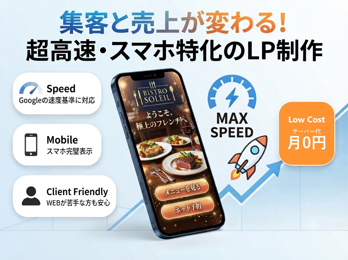 集客まで考えた高速LPを制作します デザインだけで終わらない｜表示速度・SEO・スマホ対応まで イメージ1