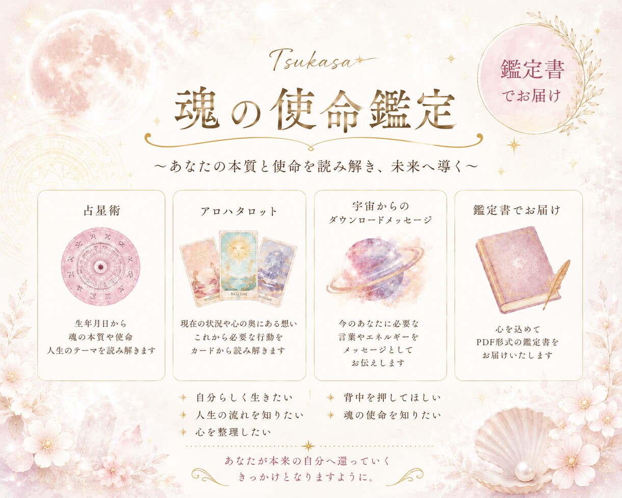 あなたの使命と才能を読み解きます 本来のあなたへ還る魂の鑑定書をお届けします イメージ1