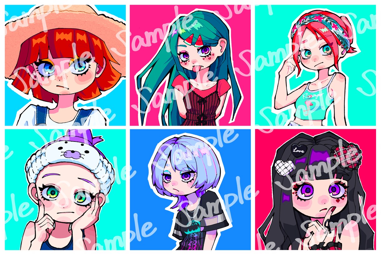 ポップな女の子のイラスト描きます SNSアイコン用のオリジナルイラストを作成します イメージ1