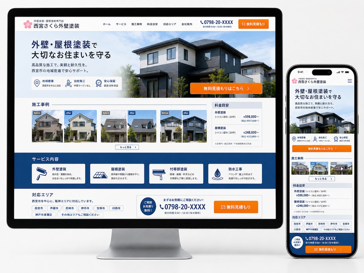 職人様向け名刺代わりWebサイトを作ります 施工写真を送るだけでスマホ対応のWebページを作ります イメージ2
