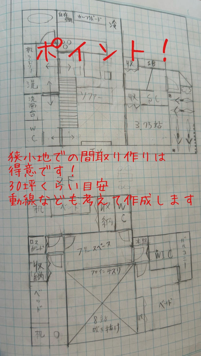 間取り考案.1ヶ月間とことんお手伝いしますます 一条工務店で家作りをした経験で、あなたのお役に立ちたい。 イメージ3