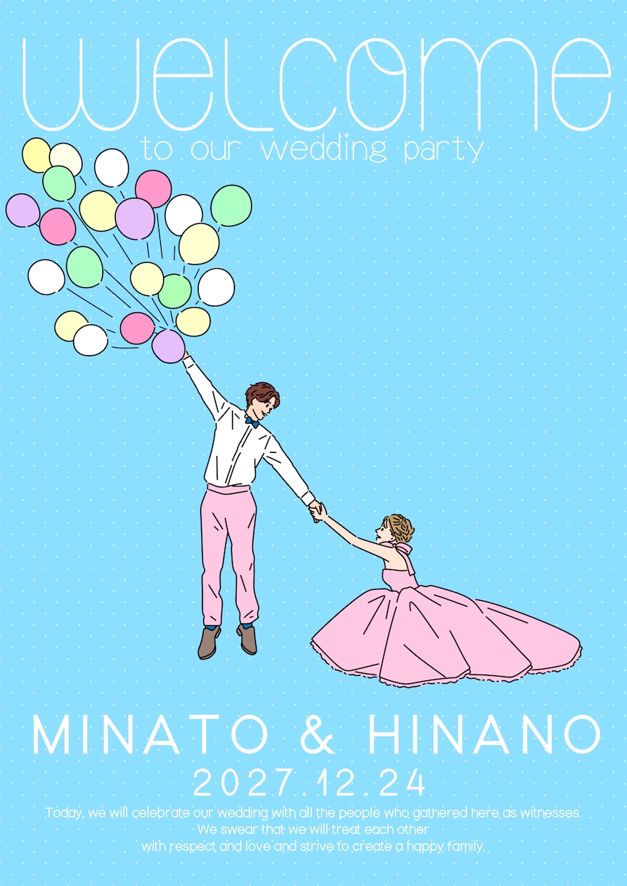 韓国風＊ウェルカムボードイラスト描きます 結婚式のテーマカラーに合わせたウェルカムボードイラスト イメージ5