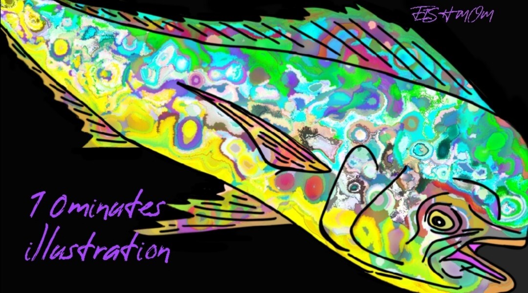 釣り好きの方♪釣れた魚を超カラフルに描きます 6月♡リニューアル出品(*'ω'*)インテリア等にどうぞ♬ イメージ5