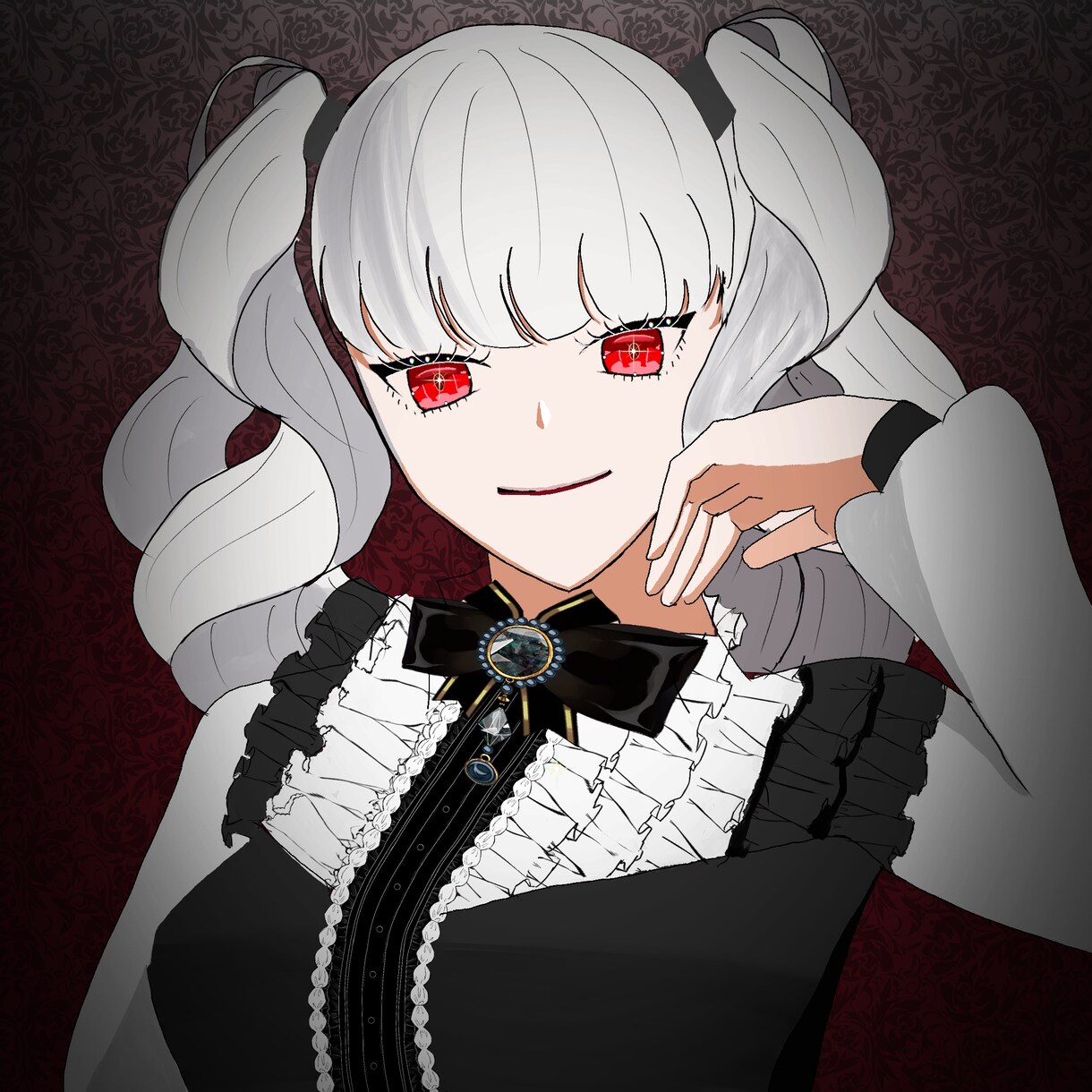 ゴシック・ダークな女性のイラストを制作します 白・赤・黒の配色を得意としています イメージ4