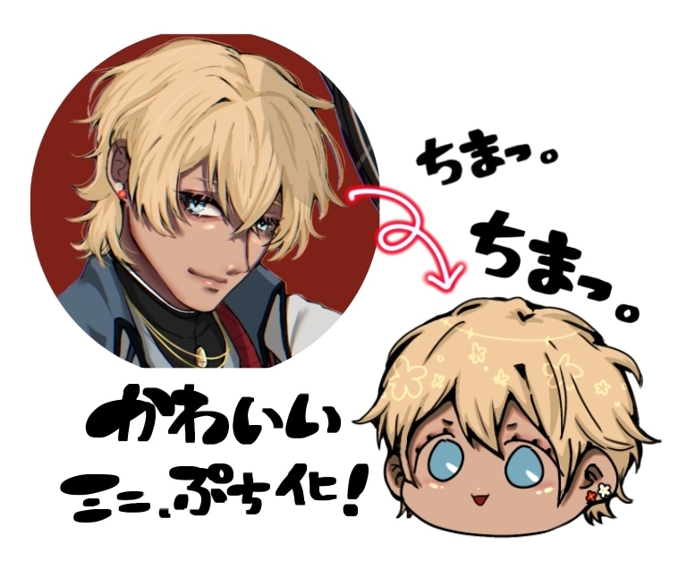 ぽへ顔描きます ちまっとした可愛いぷち化！頭上アイテムであなたを表します♪ イメージ1