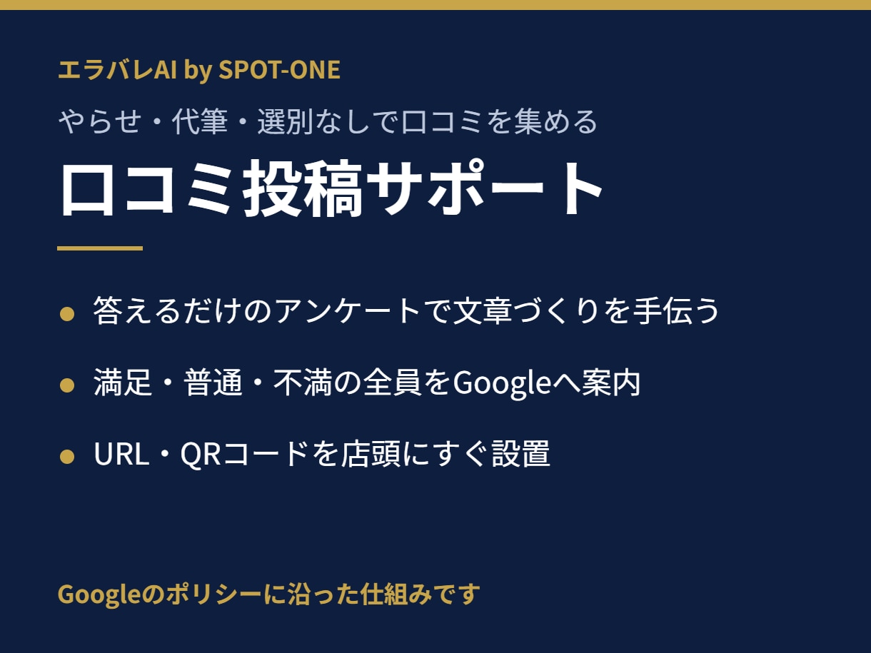MEO対策｜やらせなしで口コミを増やします 代筆・選別なし。アンケートで口コミの文章づくりを手伝う イメージ1