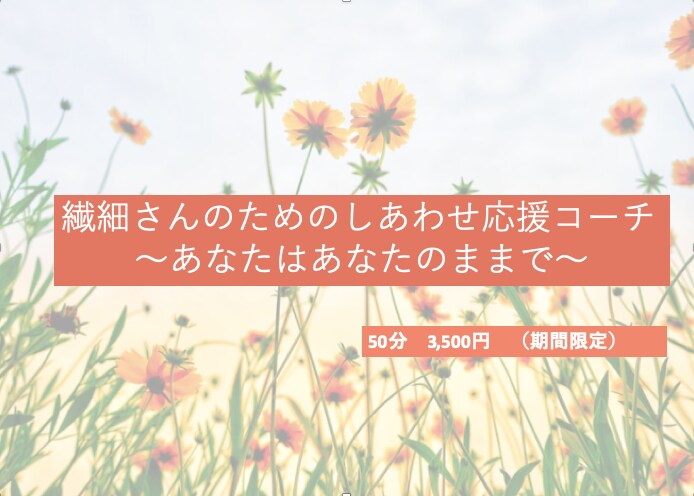 繊細なあなたの心がほっとするサポートします 繊細なわたしたちが安心して、心の声と向き合うコーチング イメージ1