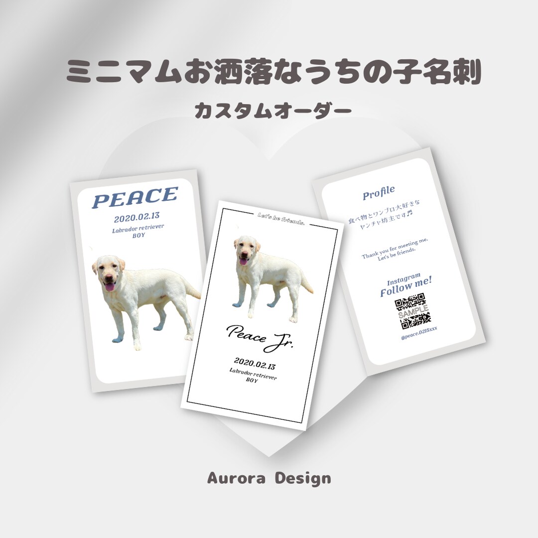 ミニマムでお洒落なうちの子名刺を作成します 《両面印刷・送料込み》ドッグランや交流会で大活躍/ペット名刺 イメージ1