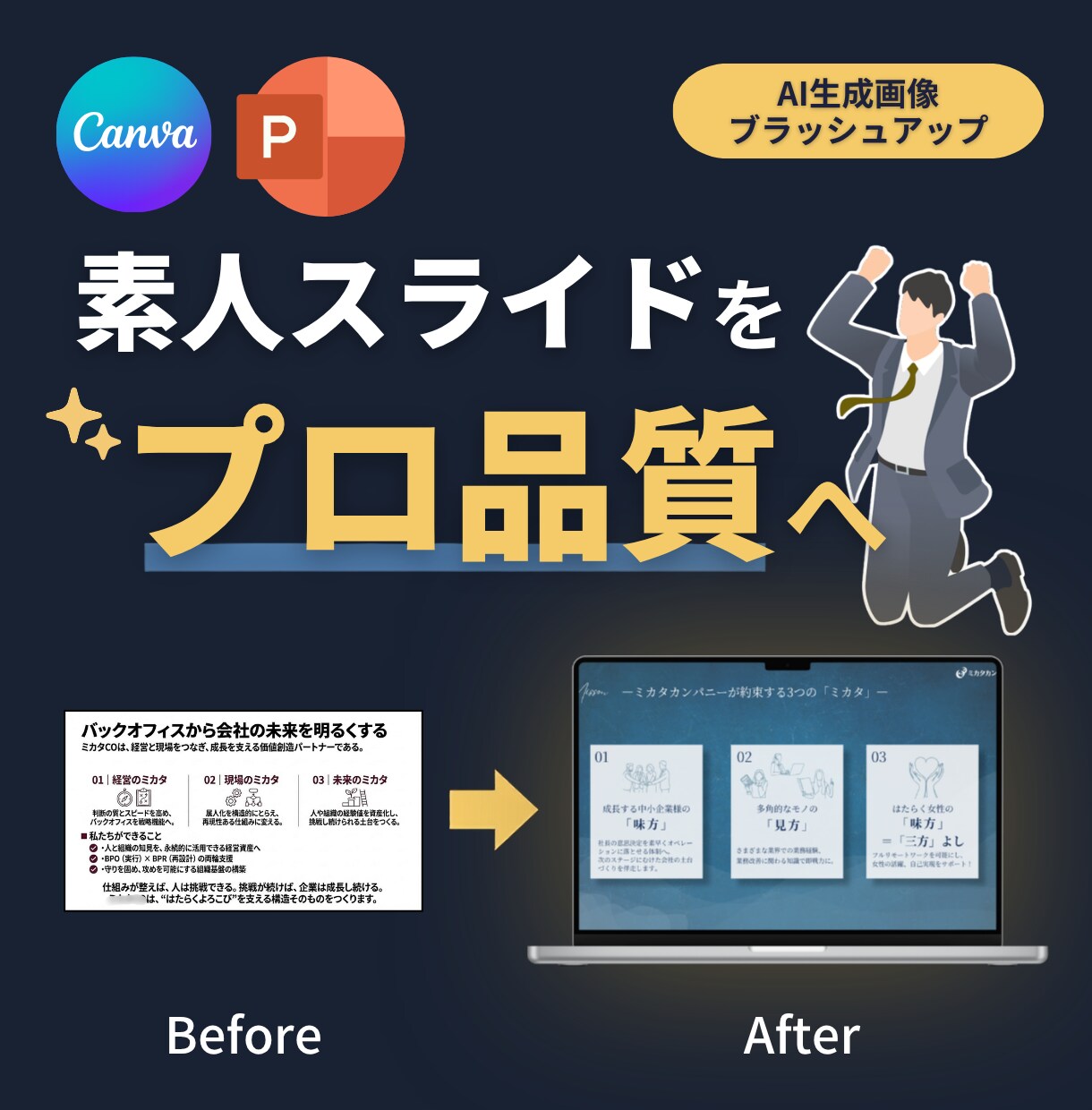 伝わるプレゼン資料作ります 素人スライドをプロ品質へ！AI資料のブラッシュアップも対応☆ イメージ1