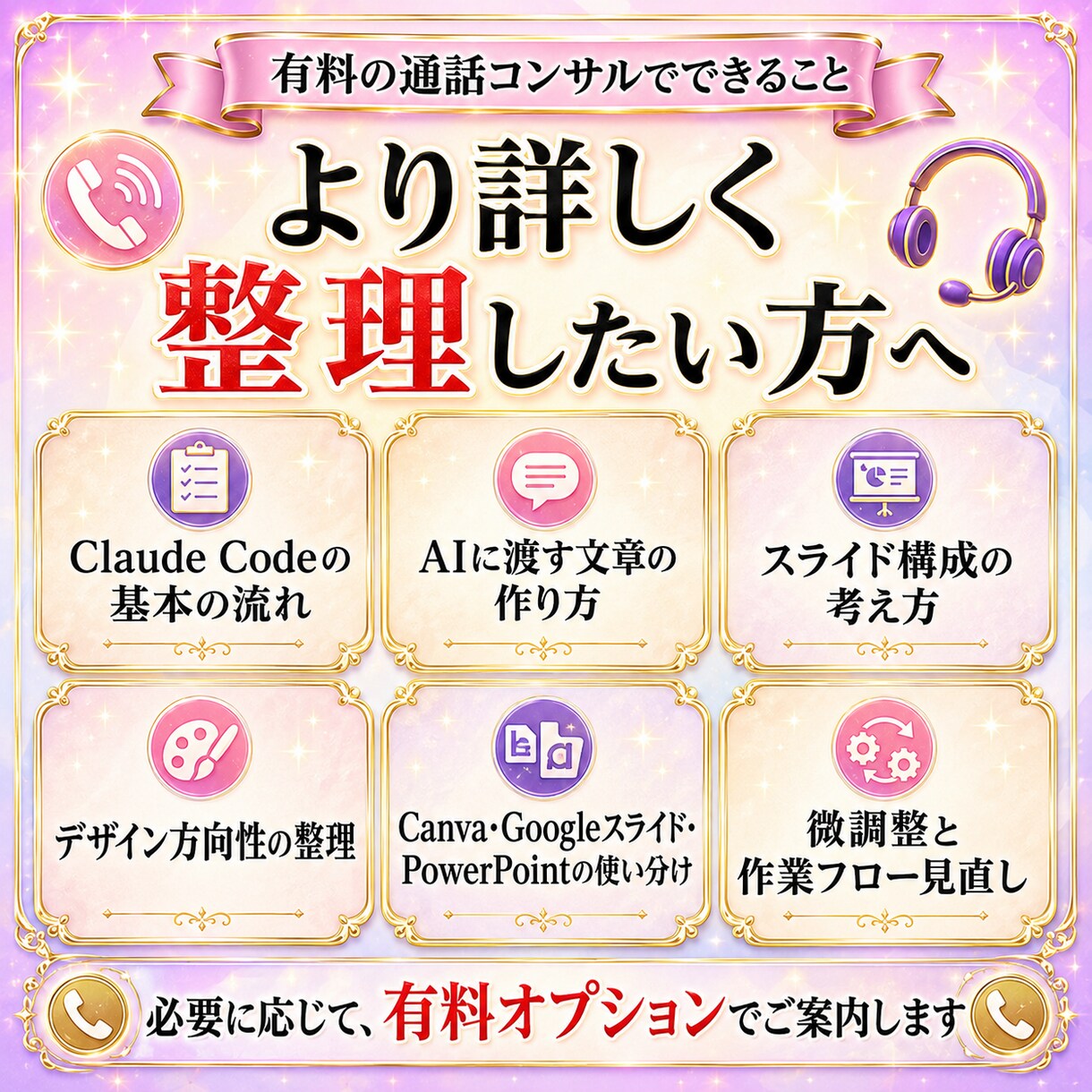 ClaudeでのAIスライド生成サポートます 無料ココナラメッセ相談＋通話でスライド作成スキルを整理 イメージ4