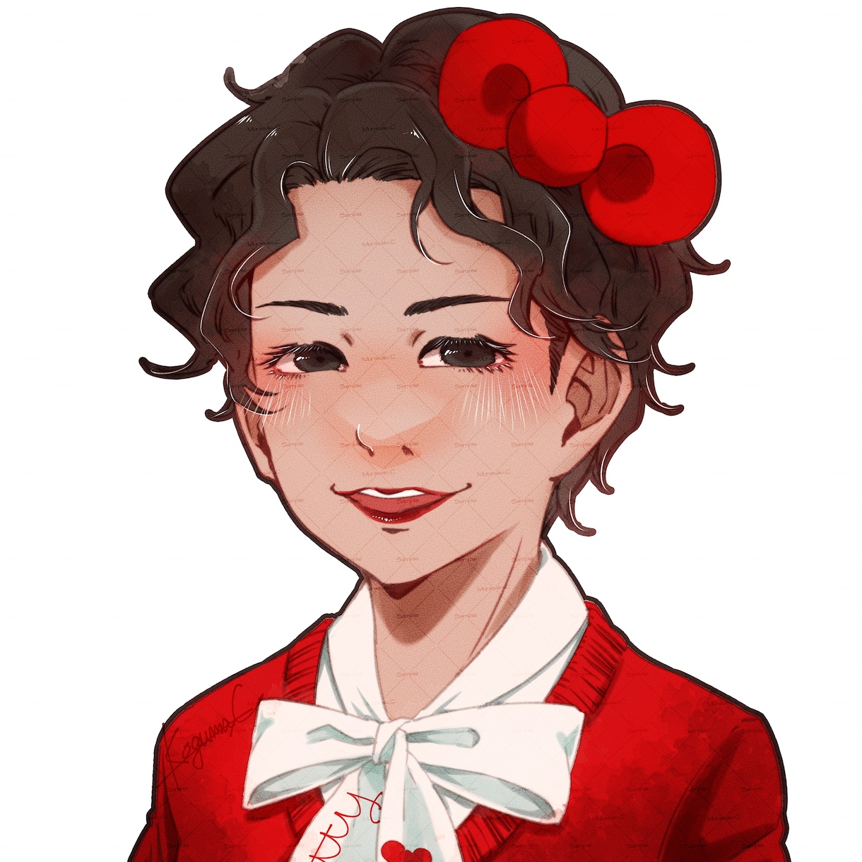 バストアップの似顔絵承ります ❀アナログっぽく可愛すぎない等身大のイラストです❀ イメージ3