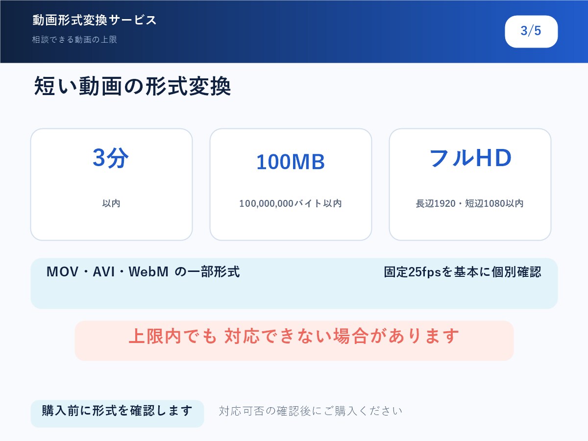 短い動画1本をMP4に変換します 購入前に対応可否を確認 動画1本1000円 イメージ3