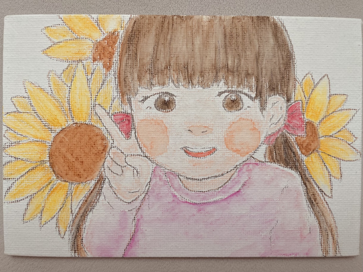 水彩色鉛筆で似顔絵描きます ほんわりあったかい雰囲気の似顔絵を描きます イメージ1
