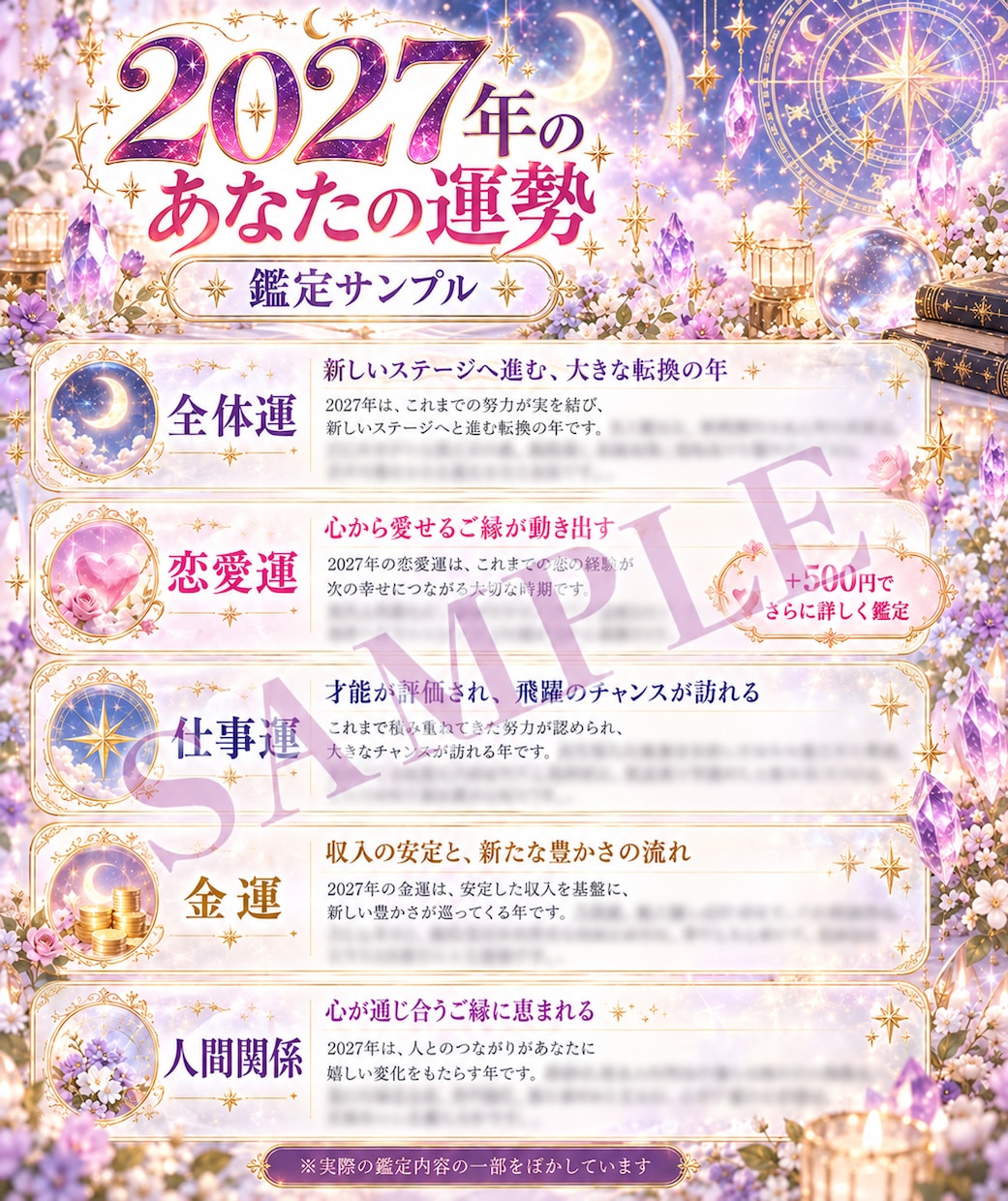生年月日だけで2027年の運勢を占います 恋愛・仕事・金運・人間関係など2027年の流れをお伝えします イメージ2