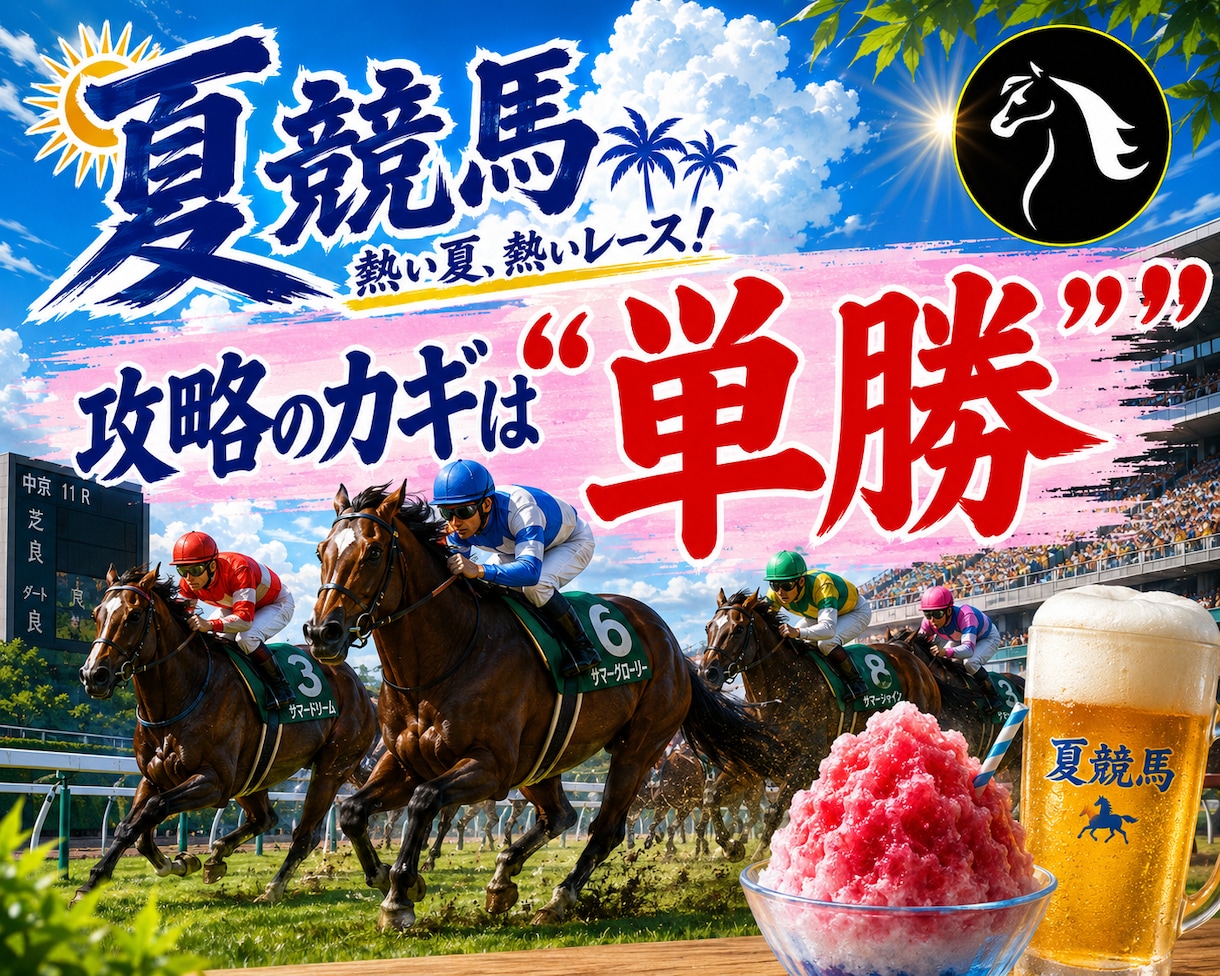 夏競馬・攻略済みの競馬予想ツールを提供します 中央の夏競馬は、回収率200%超　単勝一択！！ イメージ1