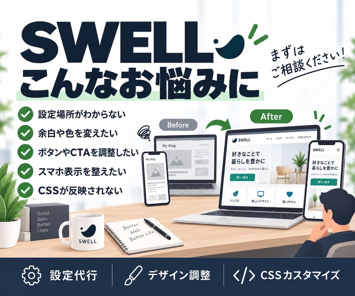 SWELLの修正・カスタマイズを代行します 標準設定からCSS調整まで「ここだけ変えたい」に対応 イメージ1