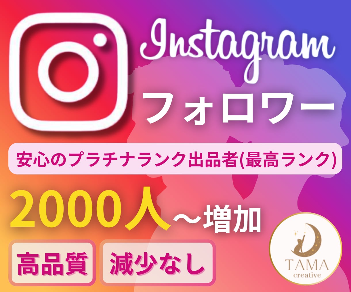 Instagramのフォロワーを増やします +2000人～最大5万人まで増加◆減少保障あり◆インスタ イメージ1