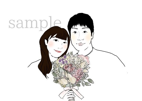 シンプルイラストとドライフラワー描きます 人×ドライフラワーで結婚式やプレゼント、ステッカーなどに イメージ4