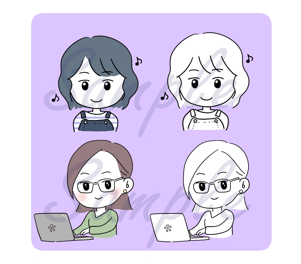 ゆるかわ◎親しみやすいゆるい手描きイラスト描きます ２点納品！短期納品！写真なしOK.可愛いデフォルメ似顔絵 イメージ5