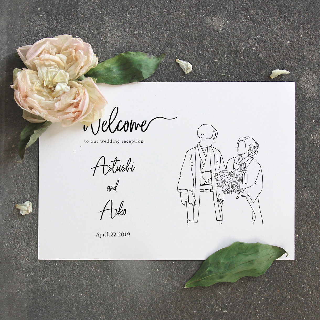 写真を元にシンプルなウェルカムボードを制作します 結婚式後も部屋にお洒落に飾れます♪ イメージ9