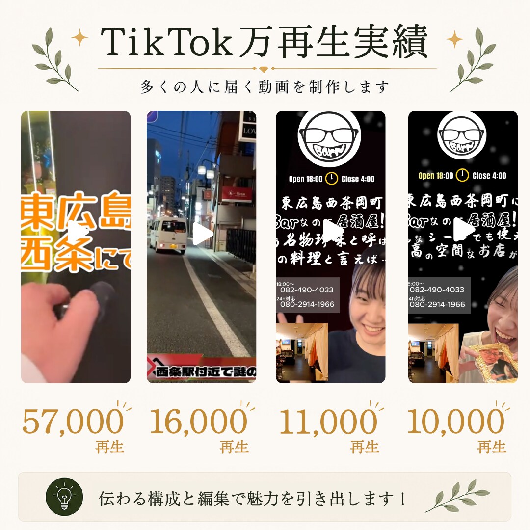 万再生実績｜店舗PR・ショート動画を編集します 来店・集客につながる動画づくりを意識しています イメージ2