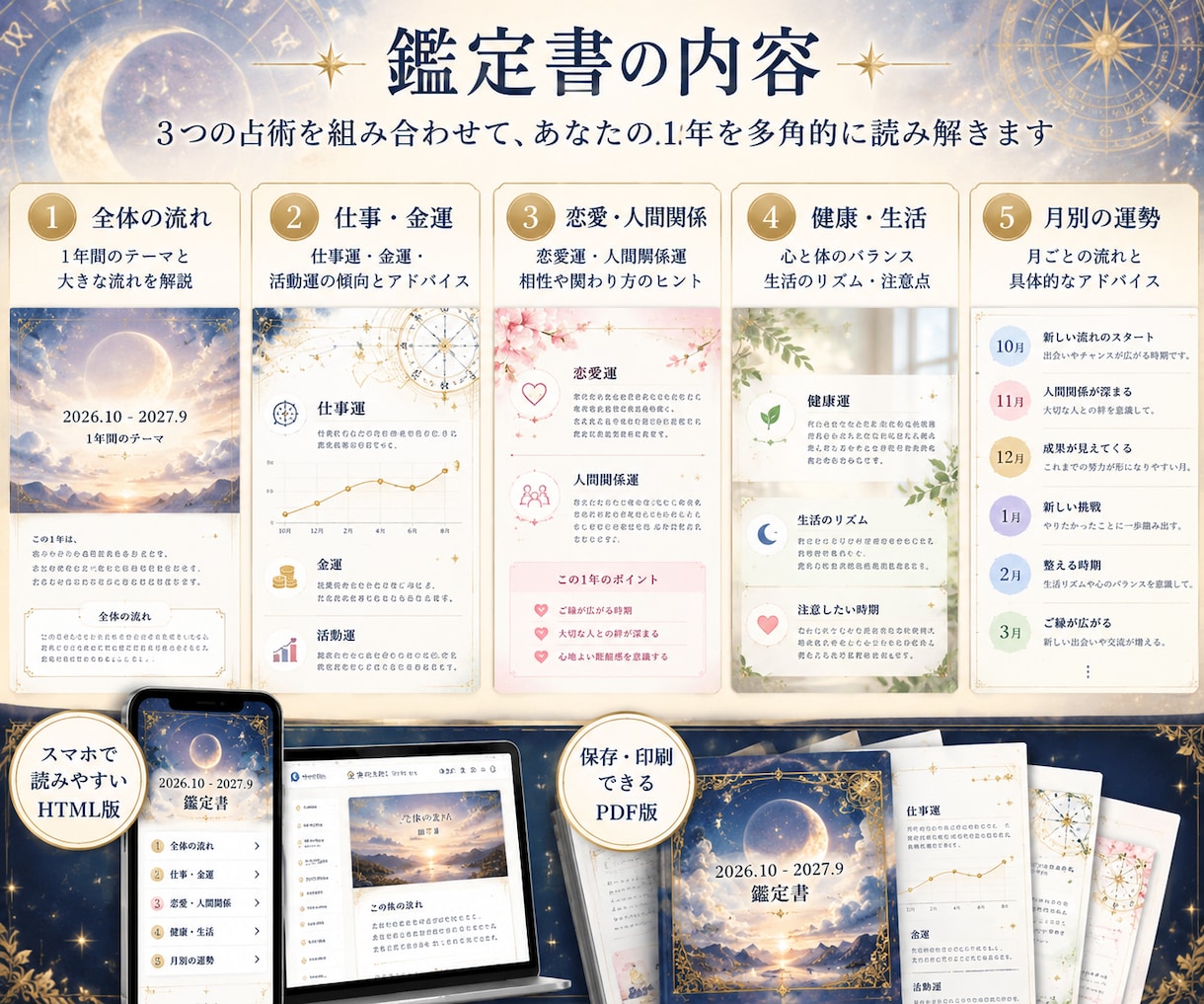 3つの占術であなたの1年を総合鑑定します 四柱推命×算命学×西洋占星術で1年を総合鑑定 イメージ2