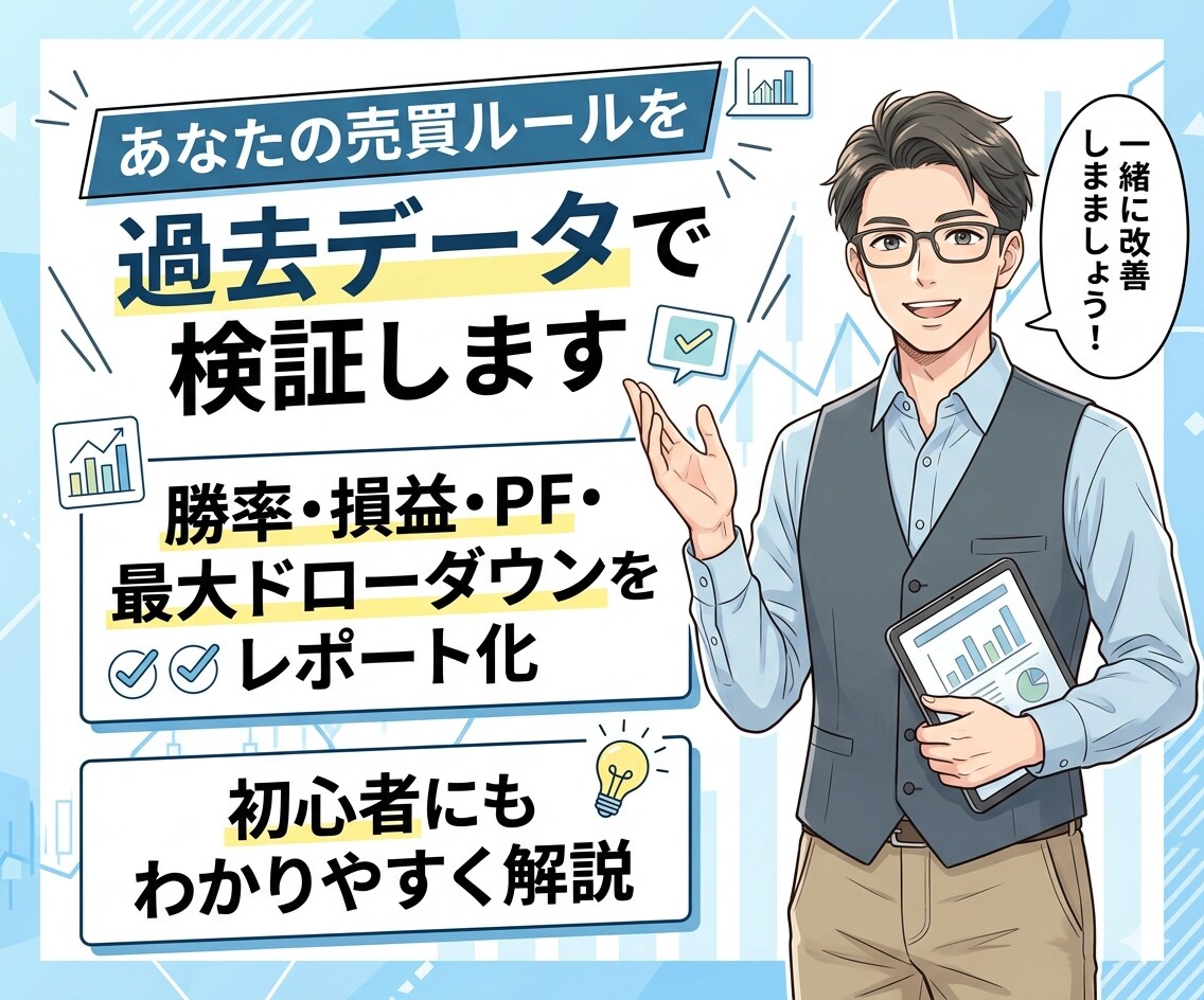 あなたの売買ルールをAIで過去データにて検証します 日経先物ミニの手法を検証、勝率・損益・リスクをレポート化 イメージ1