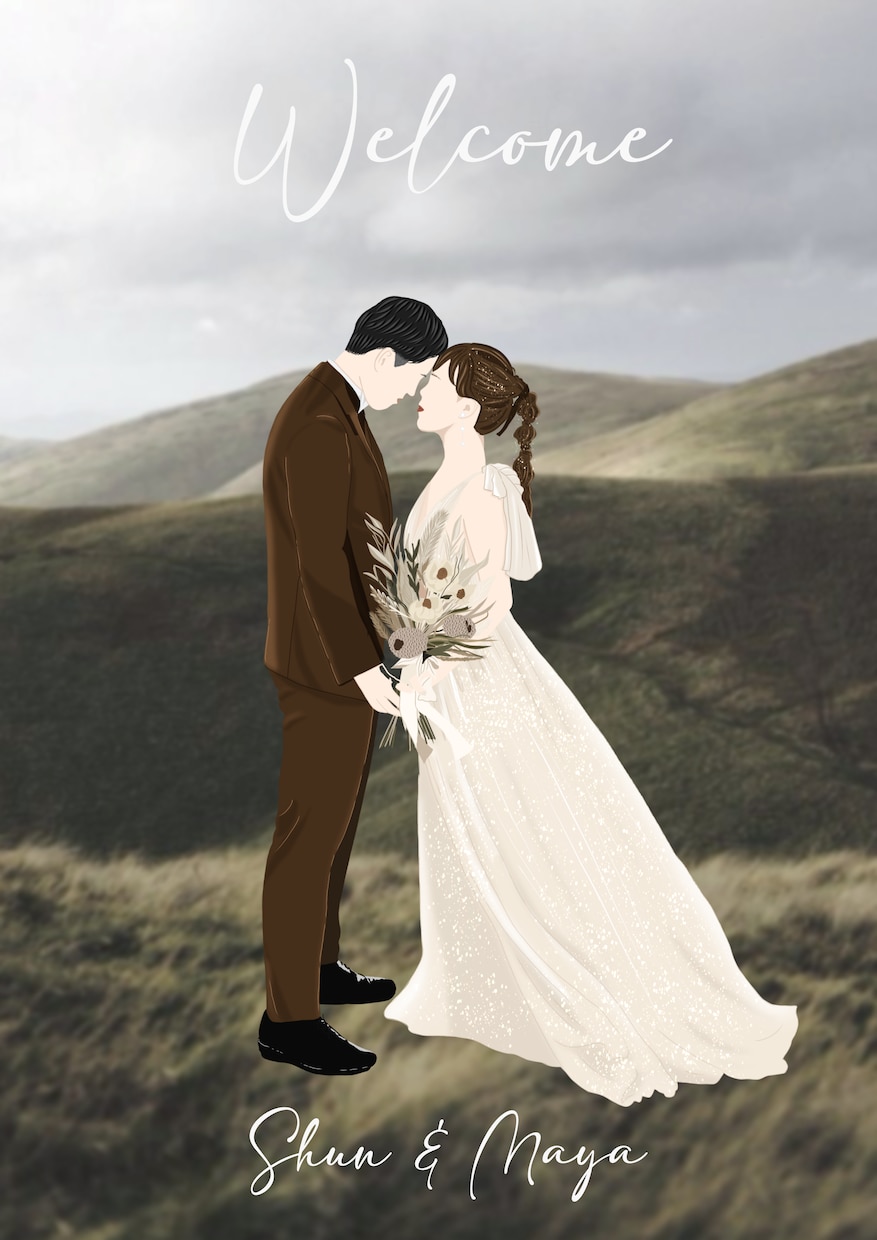 結婚式ウェルカムボード| 韓国風イラスト作成します ウェルカムボード・結婚式アイテム・記念日にも イメージ7