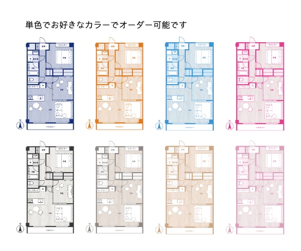不動産広告・民泊に！おしゃれな間取り図を制作します 広告映えするおしゃれ間取り図｜単色でスッキリ見やすいデザイン イメージ3