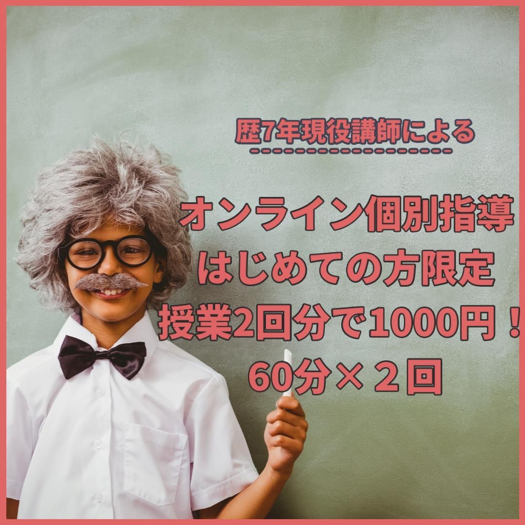 歴7年プロ講師が1ヶ月間オンライン個別授業します はじめての方限定！2時間分1000円で授業いたします！ イメージ1