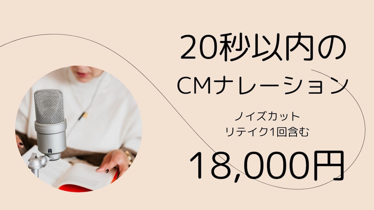 20秒以内のCMナレーションを承ります ノイズカット、クリアな音質データを納品いたします イメージ1
