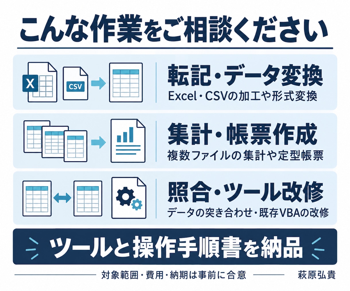 経理のExcel・CSV作業を自動化します 転記・集計・照合を、業務に合うツールで効率化 イメージ2